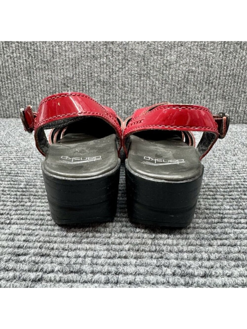 Dansko Maeve Shoes Womens 6.5-7 37 Red Patent Leather Mary Jane Sandals Ankle - Picture 7 of 10